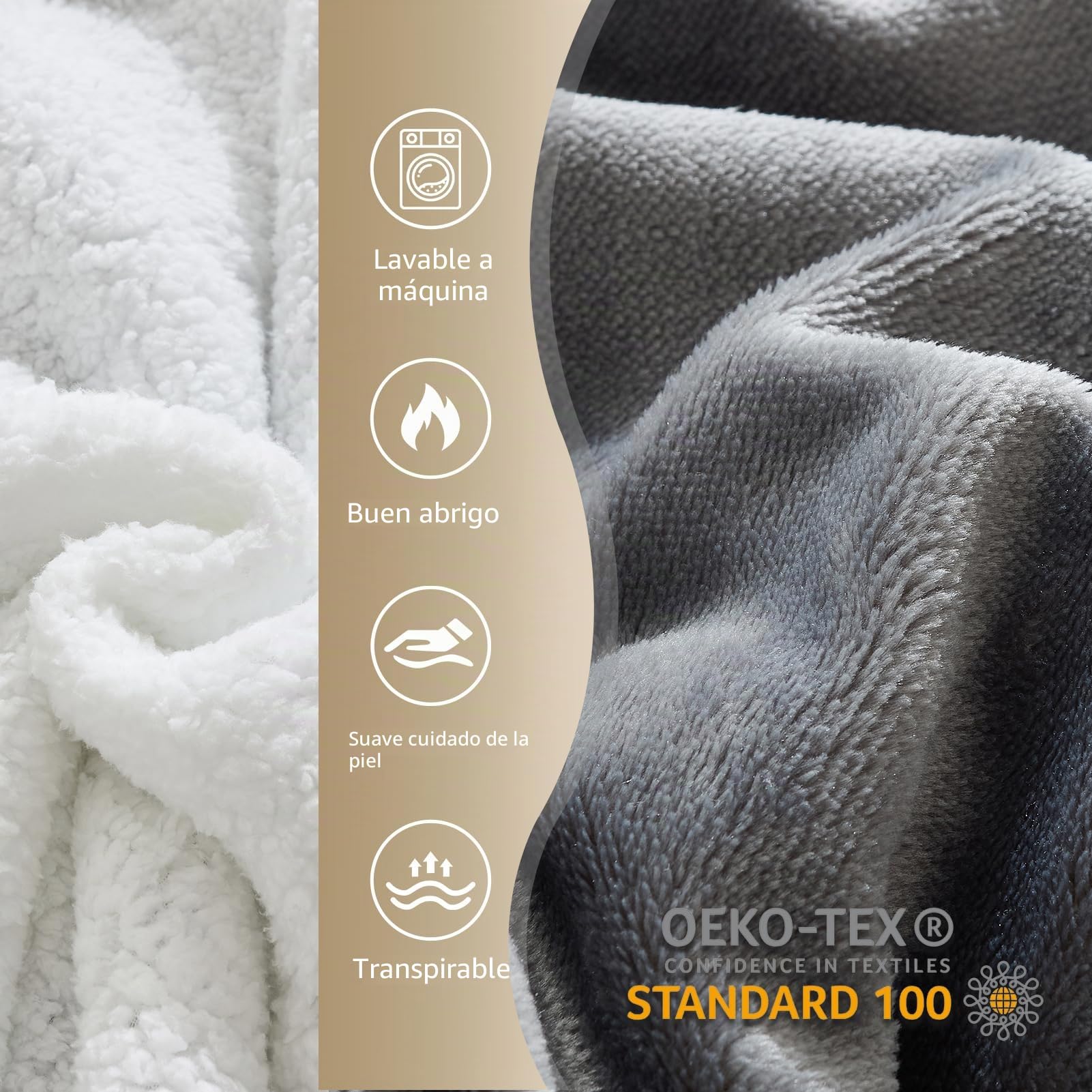 OMERAI Manta Forro Polar Sherpa 220x240cm Suave Calida Mullida Gruesa
