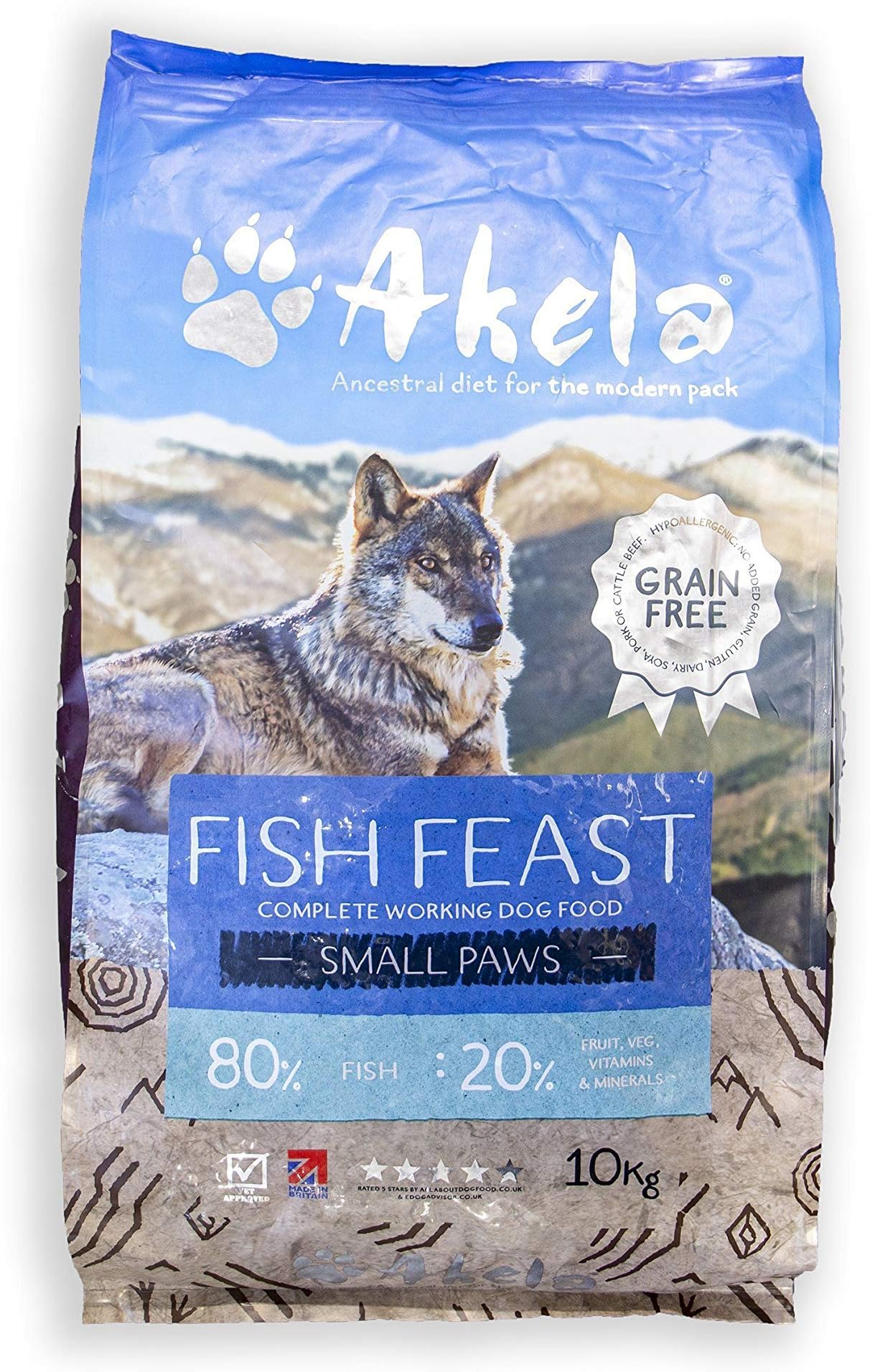 Akela Original Small Paws Grain Free working dog food 10kg VAT FREE