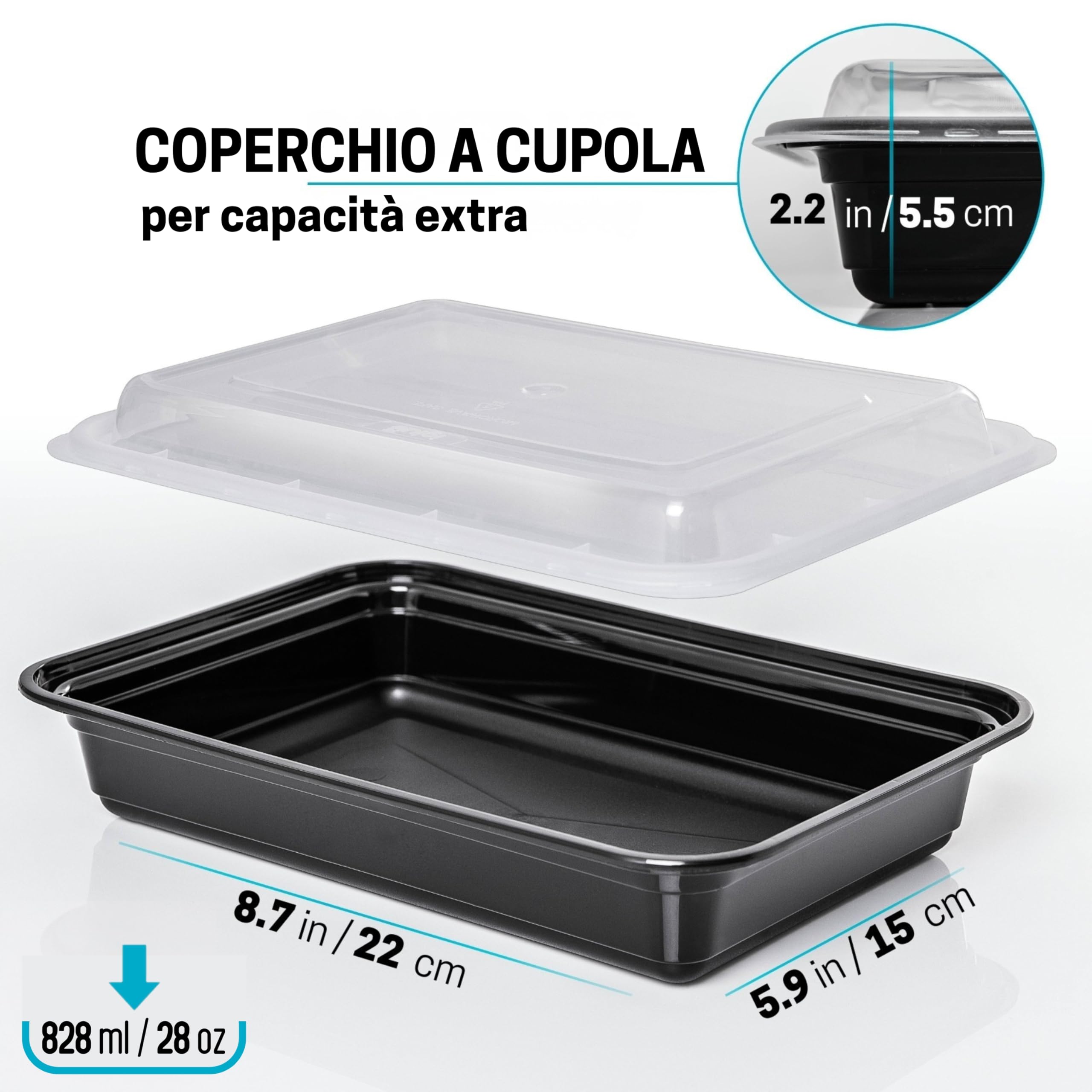 Igluu Meal Prep Contenitori per Alimenti in Plastica Riutilizzabili con Coperchi (Set da 10) – Impilabili, Microonde, Freezer e Lavastoviglie – 828 ml – 1 Scomparto – Senza BPA