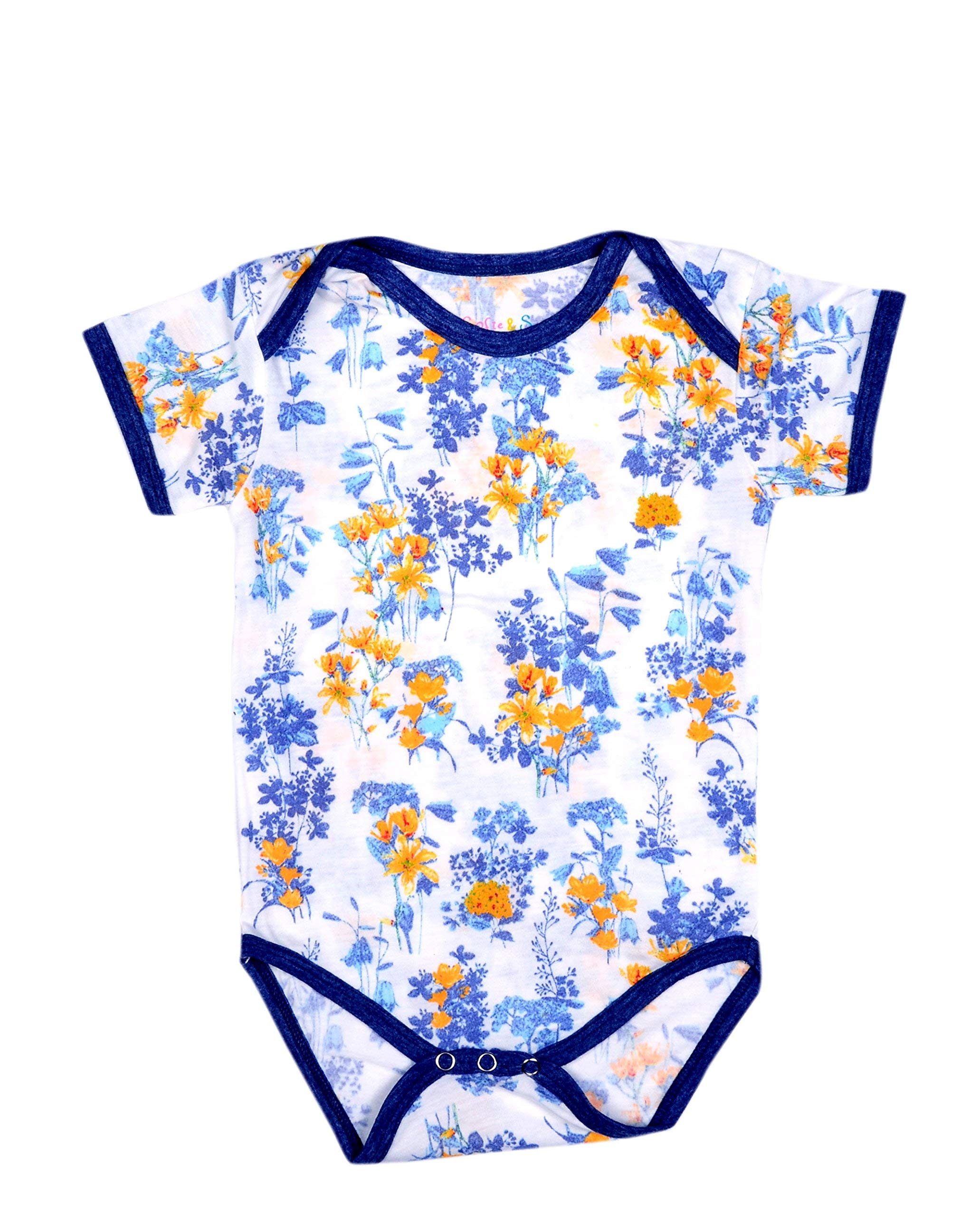 Sofie & Sam Half Sleeves Premium Cotton Super Kids/Monkey/Floral Baby Romper (12-18 Months) - Pack of 3 2