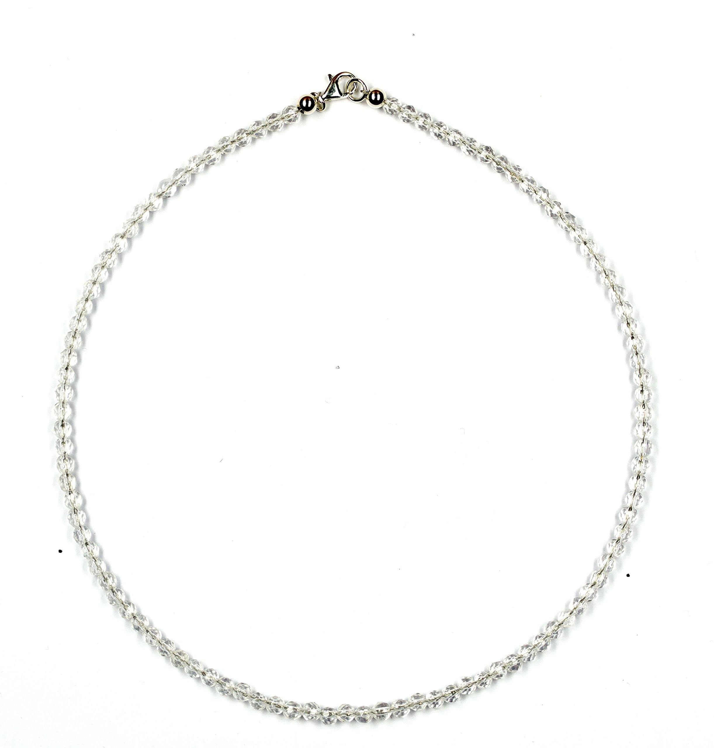 Bergkristall Halskette Kugeln facettiert Größe 4 mm Verschluss 925er Sterling-Silber