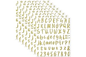 Outus 576 Pieces 8 Sheets Grad Cap Letters Stickers Glitter Gold