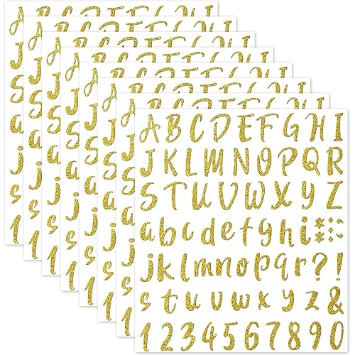 576 piezas de 8 hojas de calcomanías de letras de graduación, letras de vinilo autoadhesivas, calcomanías de números del alfabeto, calcomanías para