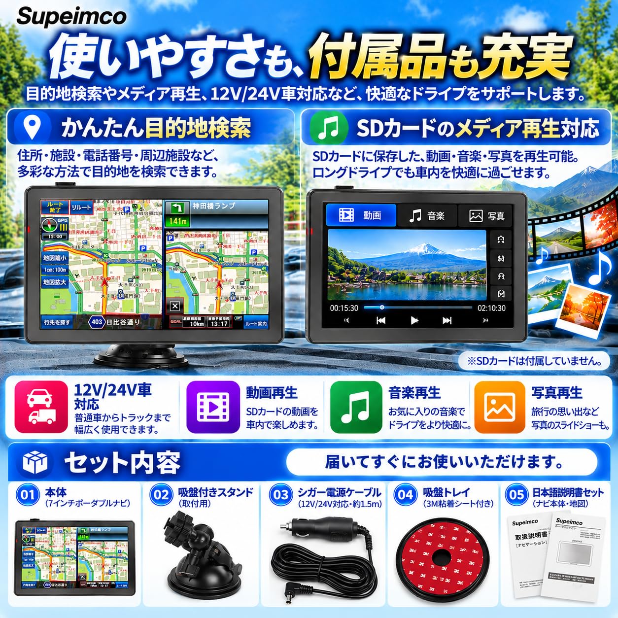 Amazon.co.jp: 7 inchカーナビ【みちびき対応+2026年日本最新地図】7