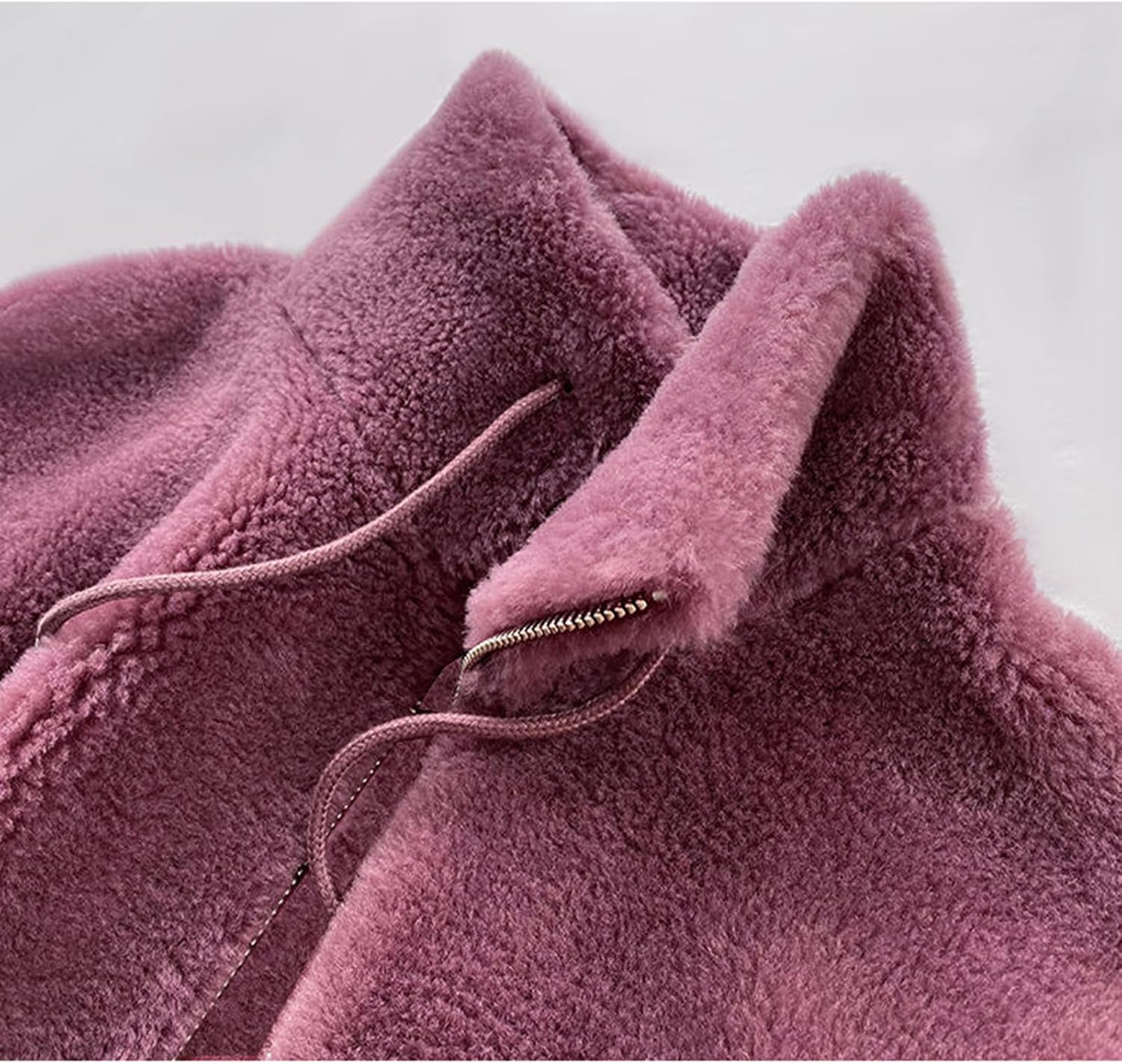 HBER Fuzzy Fleece Jacket for Women Full Zip Long Sleeve Oversized Drawstring Coat Casual Faux Fleece Sweatshirt with Pockets