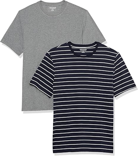Amazon Essentials Men's Short Sleeve T-Shirts, Slim-Fit, Crewneck, Pack of 2