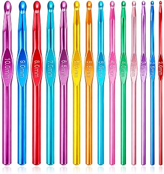 Crochet Hooks Set, Aluminum Handle Knitting Needles for Arthritic Hands, Crochet Needles for Yarn Craft, Nice Gift for Women