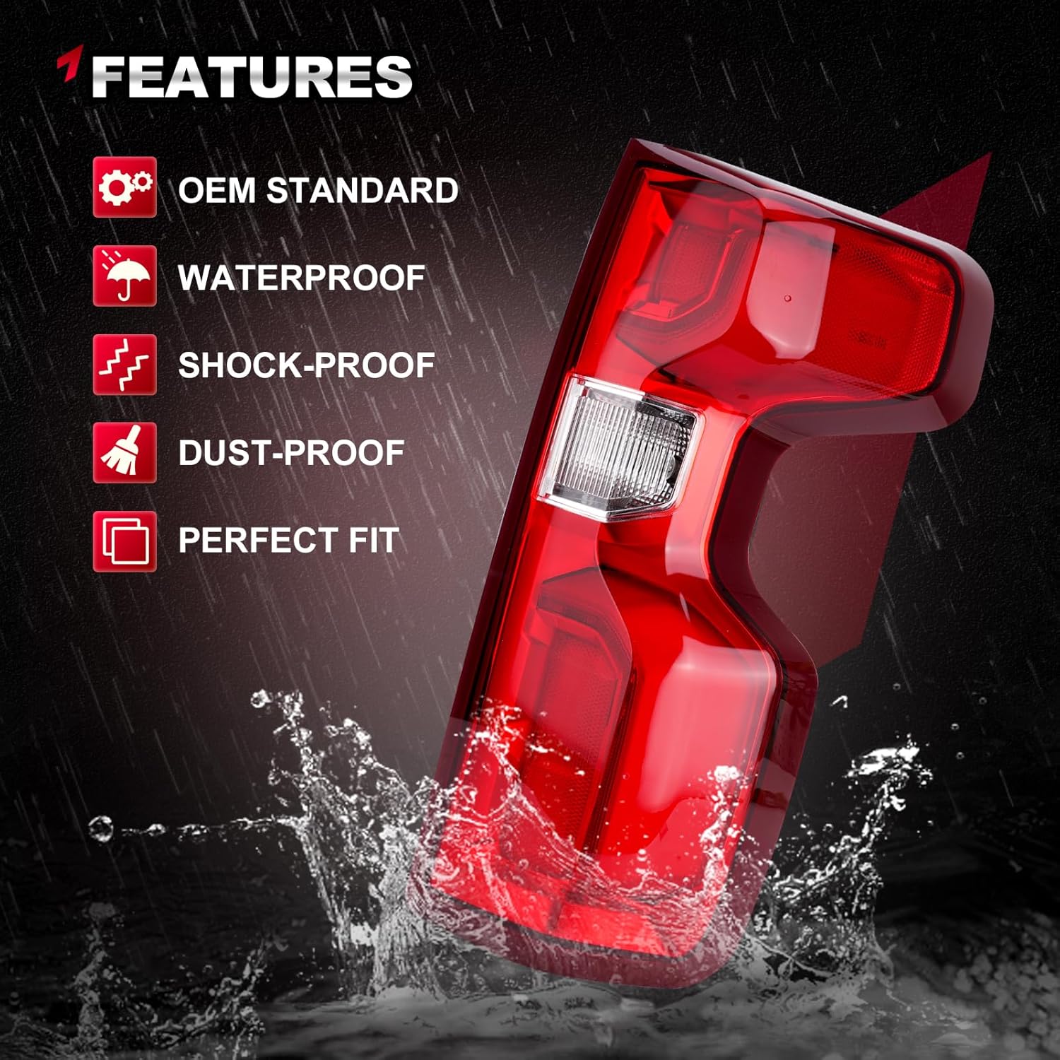 OEM Style LED Tail Light Assembly Tail Lamp Compatible with 2019 2020 2021 2022 2023 Chevy Silverado Replace# 84678150, 84554659, 85115894, 87826667, GM2801311 (Rear Right Passenger Side)