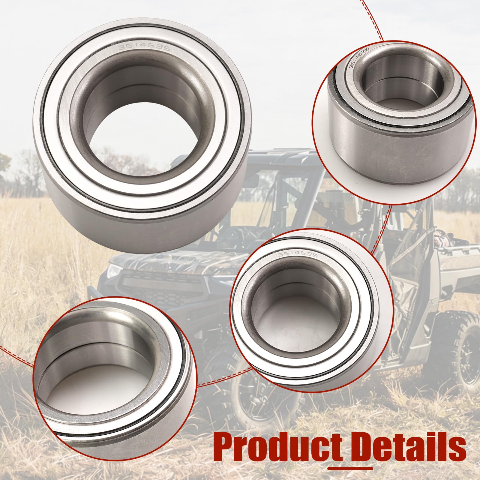 Rodamientos de rueda trasera para Polaris 1996-2025 Sportsman 400 450 500 600 700 Forest 800 Touring, Ranger 400 500 700 800 900 Crew Diesel RZR 570 800, sustituye a Polaris Part 3514635 3585500 2 2