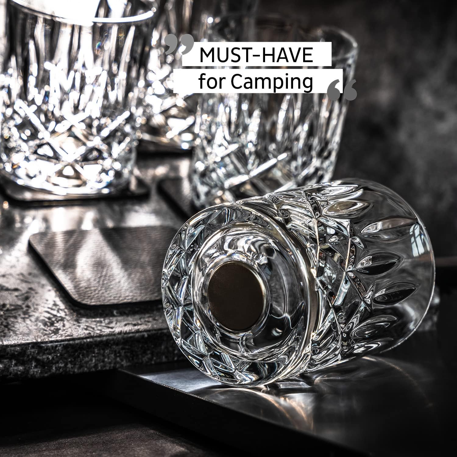 silwy® Magnet-Kristallgläser Whisky 4er Set inkl. vier wiederverwendbaren Metall-Nano-Gel-Pads - rutschfeste Magnetgläser für Camping, Caravaning und Boating COG: 0 / Price: 98,95