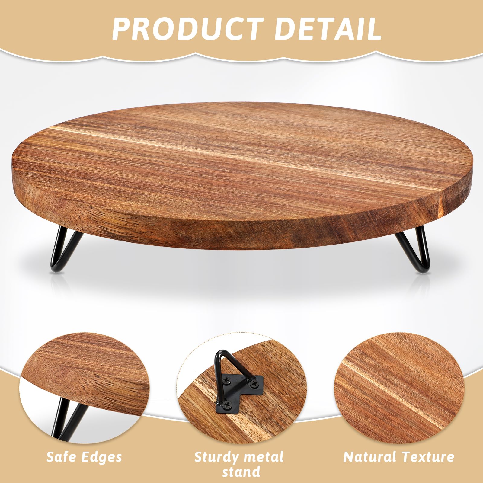 Counter Riser Round Xl Kitchen Counter Organizer WILDMOS Display Stand - 10-Inch Round Acacia ...