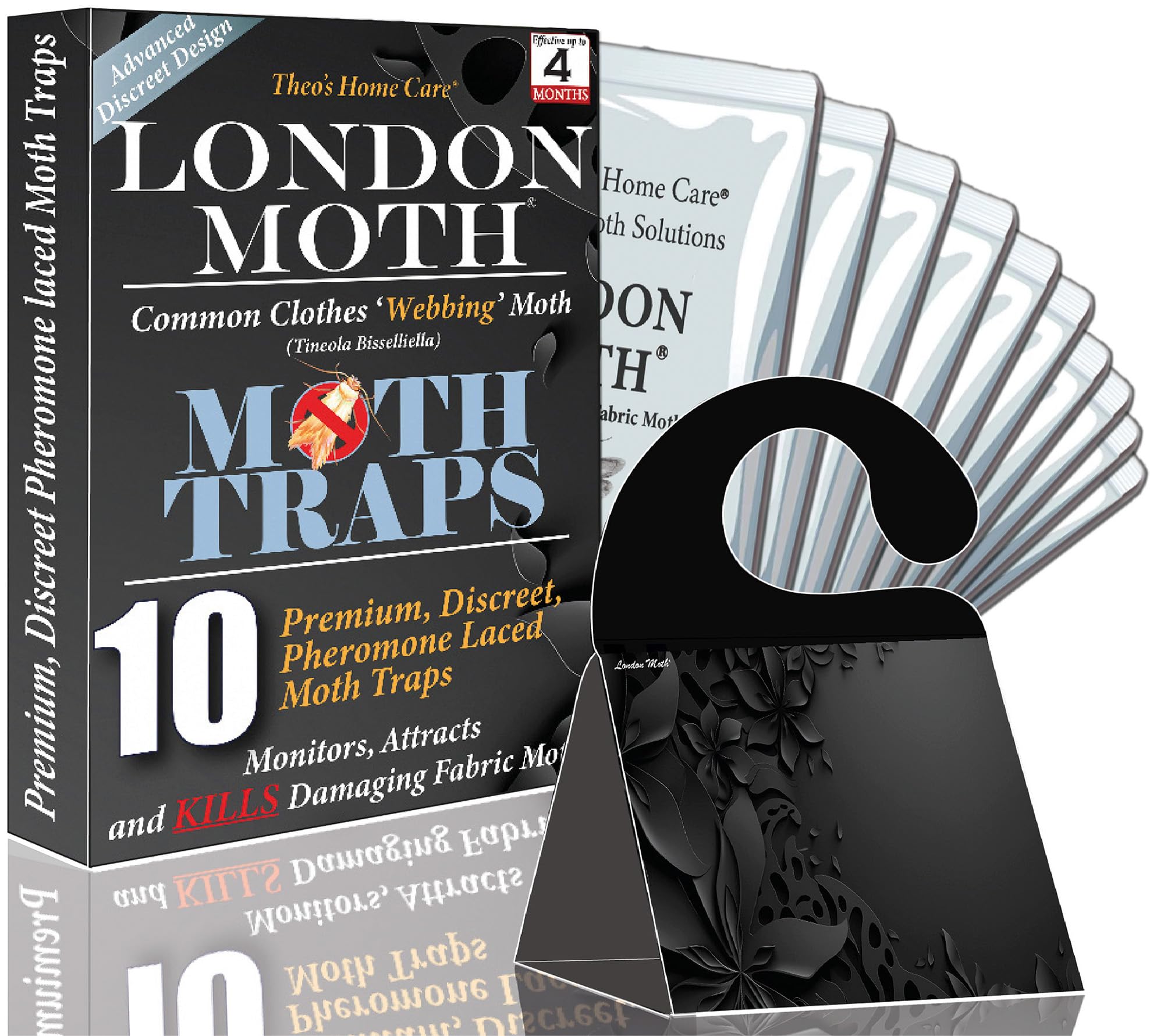 LONDON MOTH KILLER 10 (TEN) Premium Sticky Pheromone Moth Traps for the Common Clothes Moth and Similar Variants, for Wardrobes, Clothes and Carpets. inc. eBook (London Moth) — view 6