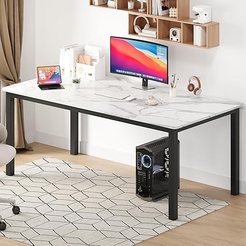 Miniatura 7 de GarveeHome Mesa de comedor industrial de 70.8 pulgadas para 6, mesa de comedor larga de madera con diseño de espiga de mortaja, mesa de cocina con