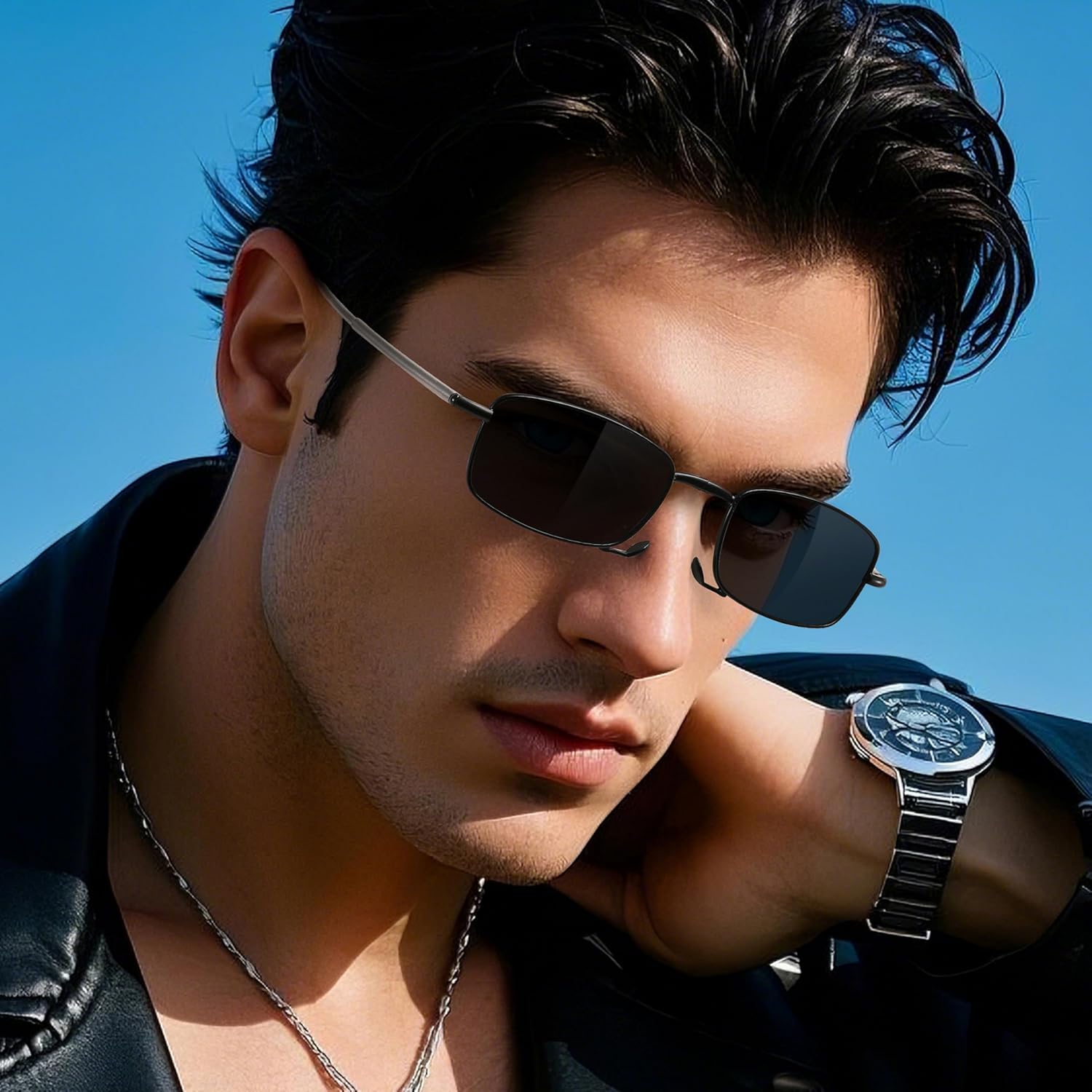 VEQINIKA Sunglasses for Men Women Polarized Folding Sunglasses with Case Spring Hinge UV Blocking Foldable Sunglasses - Image 2