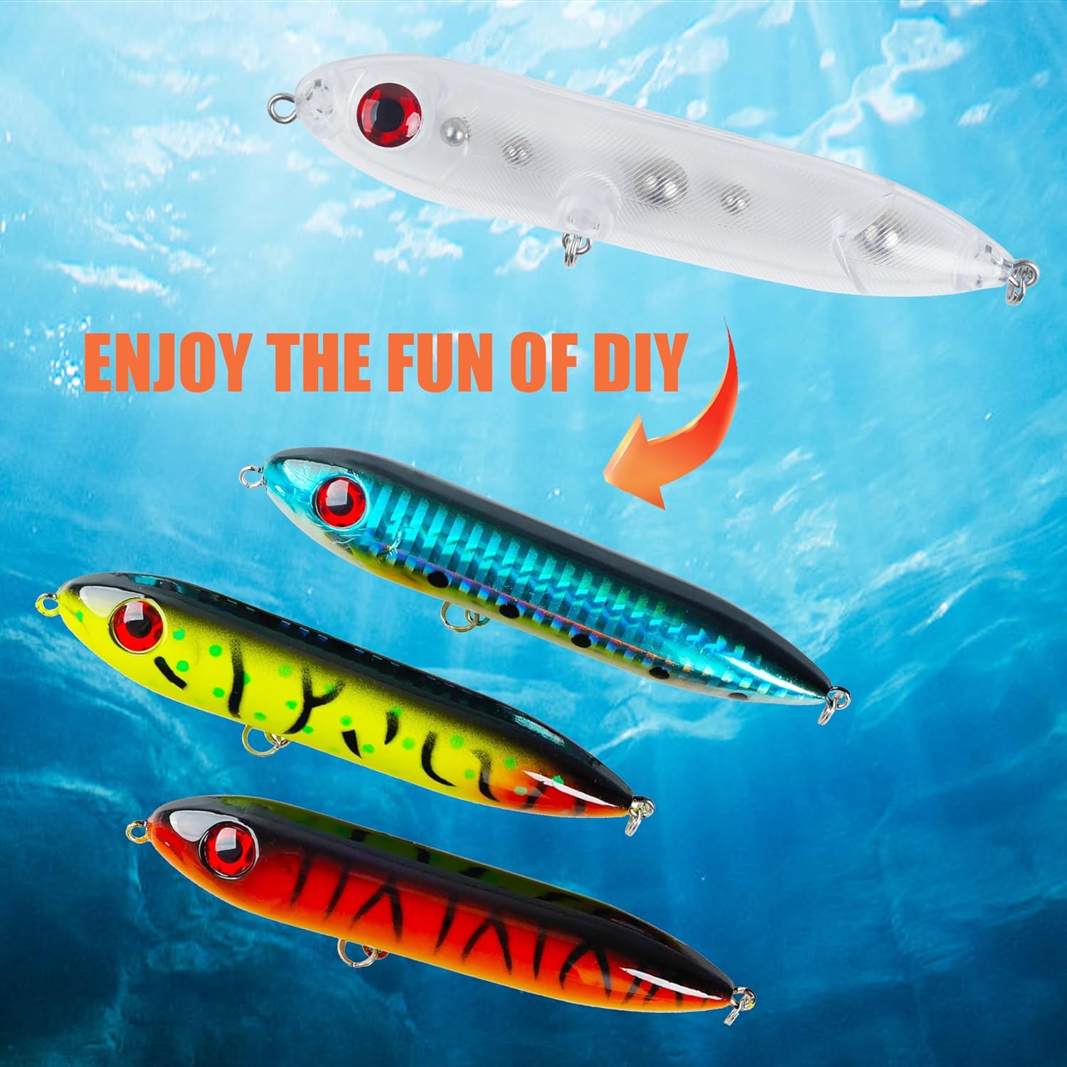 Demon Dragon Catfish Floats Catfish Rattling Line Float Lure Catfishing Spook Rattle Peg Floats for Santee Rig Fishing Unpainted Blank Lures 4/5.5inch,10/20 Pack