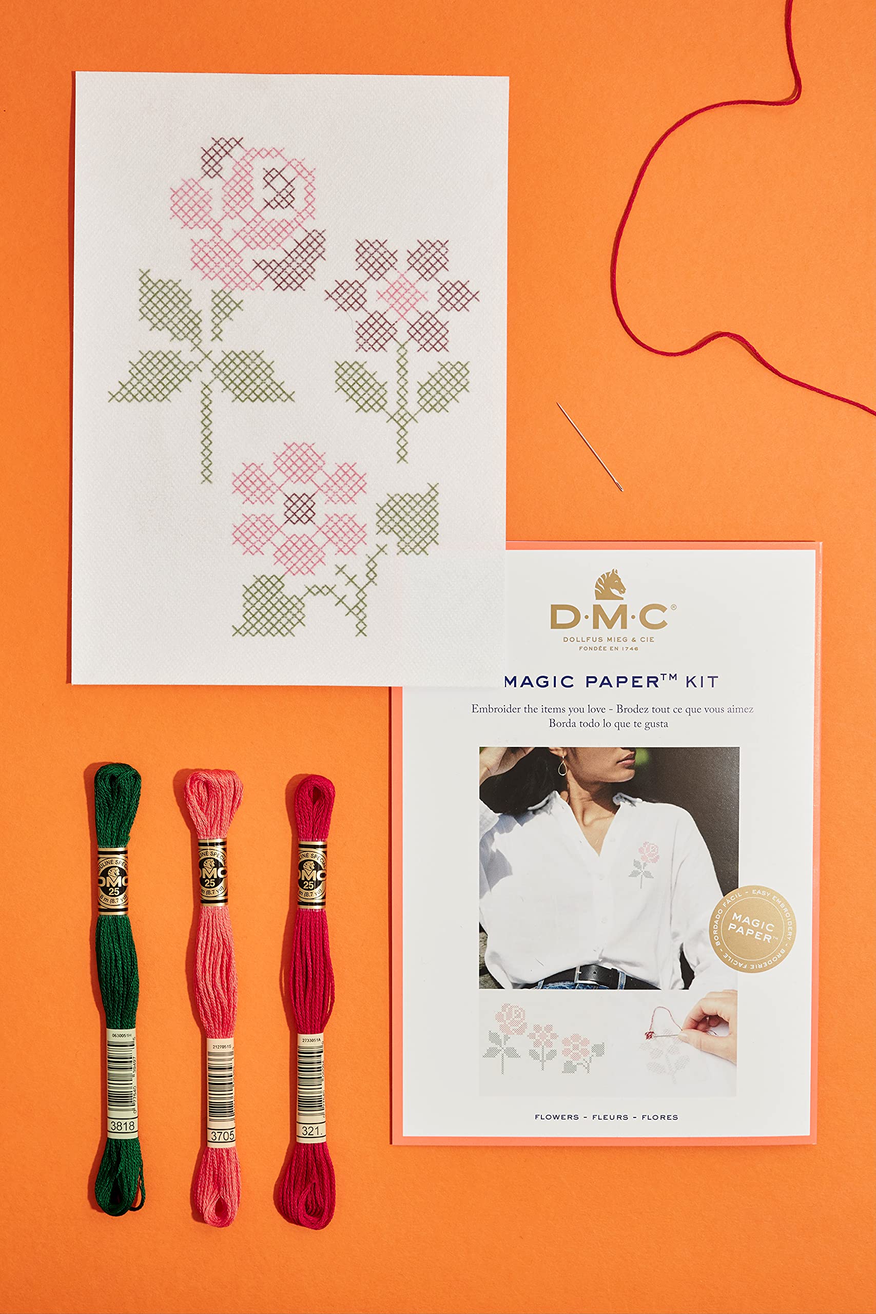 Feuille Magique DMC Pour Point De Croix - Collection Fleurs, Format A5 - Se Dissout à L'eau, Facile à Utiliser