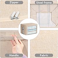 Vista 3 de FHSQX Paquete de 2 contenedores transparentes para almacenamiento de ventana con tela plegable Cajas de almacenamiento de tela para ropa Caja