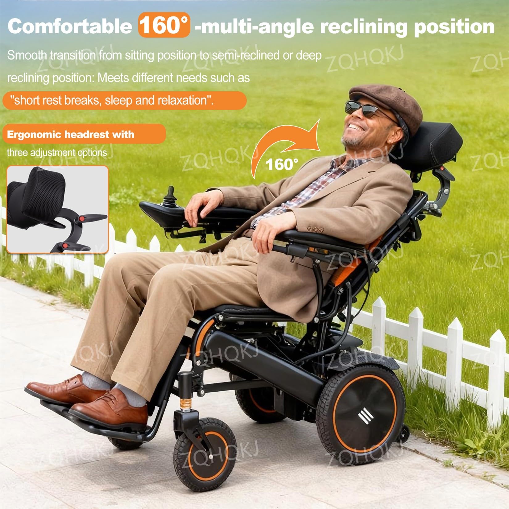 Silla de ruedas eléctrica plegable ligera hasta 150 kg, silla de ruedas eléctrica con respaldo ajustable hasta 160°, motor de 700 W y alcance de 20-30 KM, incluye mando a distancia para adultos
