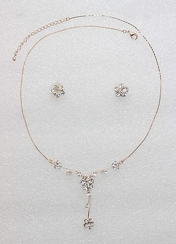 Miniatura 2 de Faship Hermoso juego de aretes de collar floral de cristal con diamantes de imitación, Diamante de imitación, Diamantes de imitación