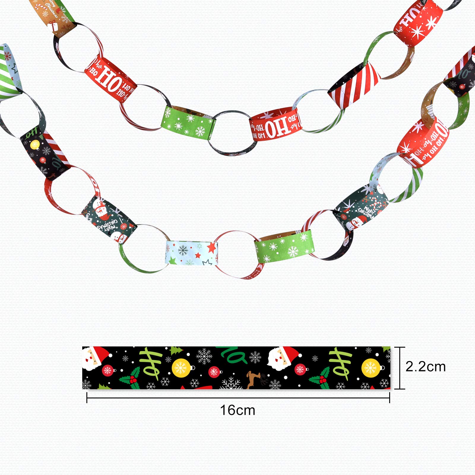 ASTARON 300 Pcs Christmas Paper Chains Festive Craft Paper Decorations 10 Styles, Multicolor - Image 2