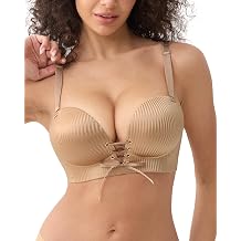 FallSweet Add 2 Cups Push Up Bra for Women Wireless Padded Lace-up Bra