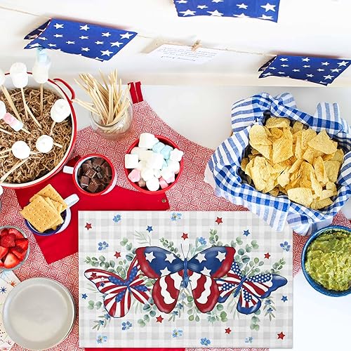 Vista 644 de Juego de 6 manteles individuales rojos para el día de San Valentín, diseño de corazón de San Valentín, resistentes al calor, lavables, manteles