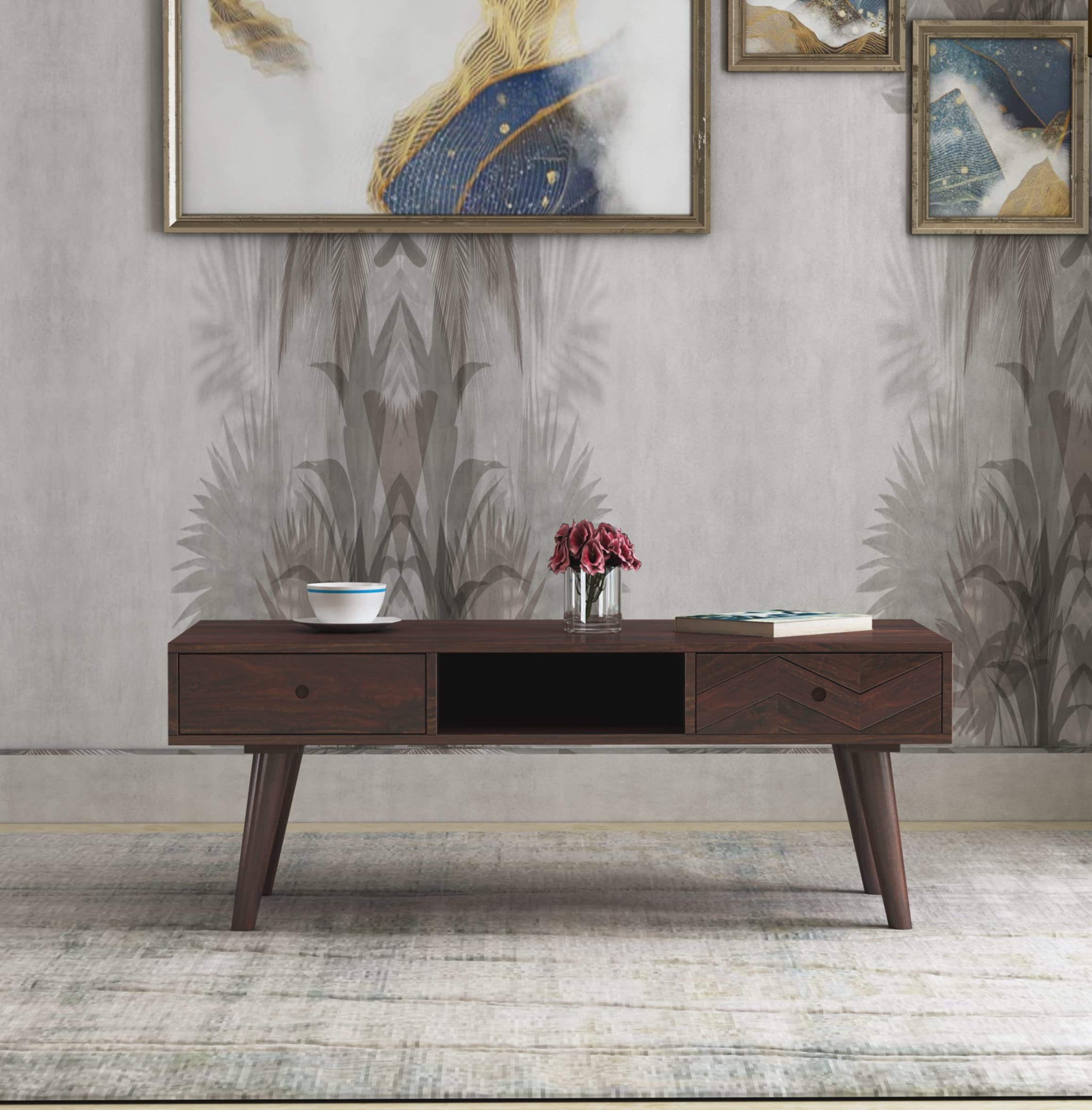 Ganpati Arts Sheesham Wood Coffee Table with 2 Drawer Storage Wooden Center Table for Living Room Home (Walnut Finish) 1 Year Warranty (B0BS3MHPL4) Amazon Price History, Amazon Price Tracker