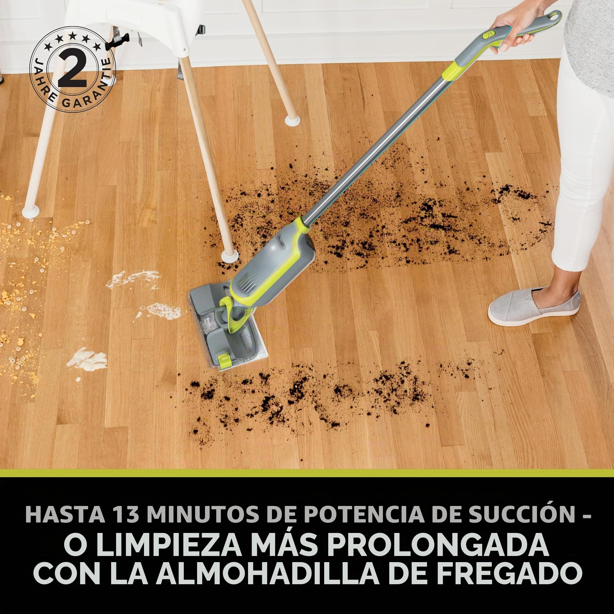 Shark VacMop 2 en 1, Aspiradora y Mopa sin Cable con Spray, Gris Antracita | Para Suelos Duros, 4 Almohadillas Desechables, Solución de Limpieza de 355 Ml, Ligera 1,5 Kg, sin Mantenimiento, VM200EU