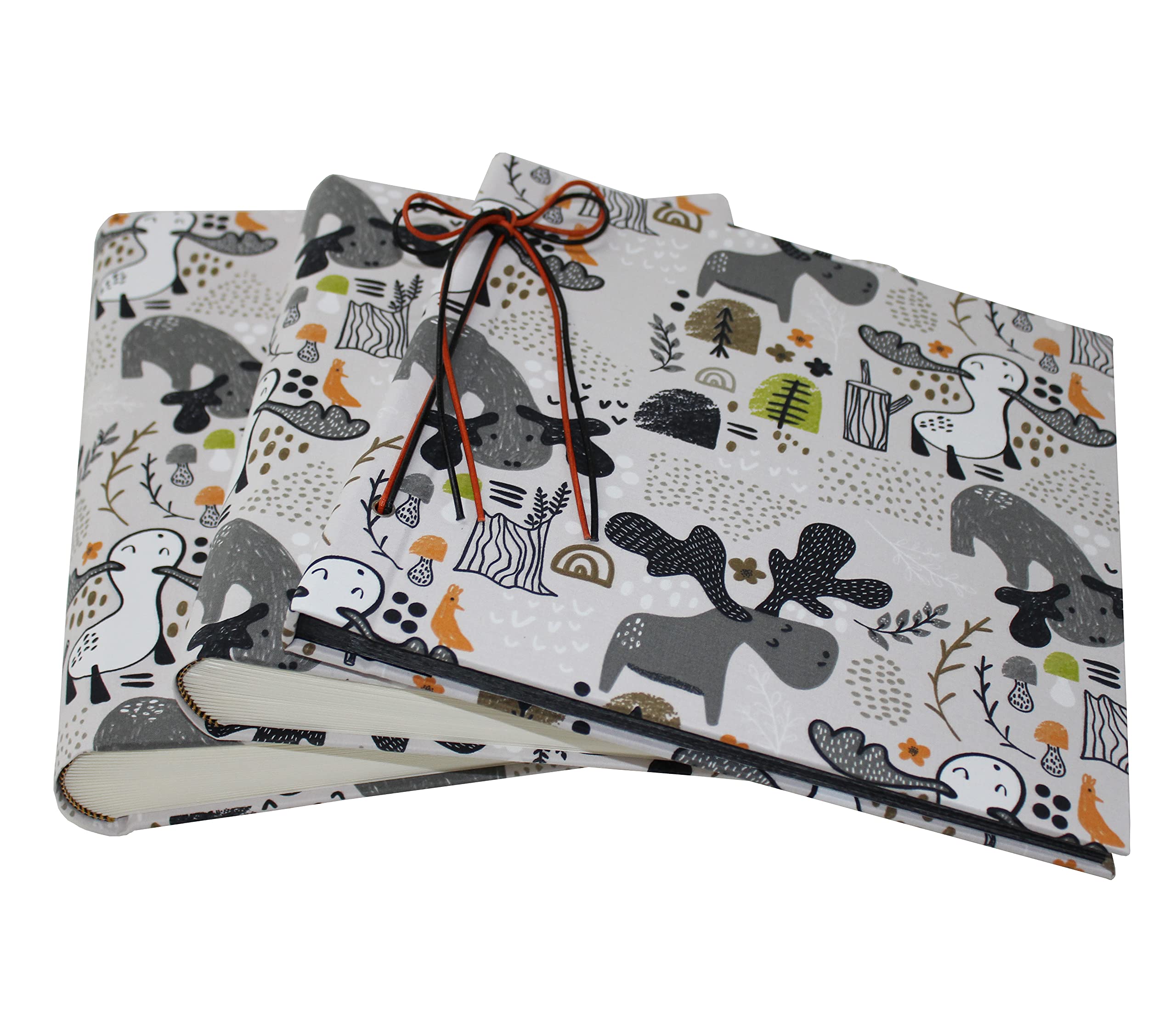 Álbum de fotos infantil con cubierta de tela de algodón gris, gran formato.