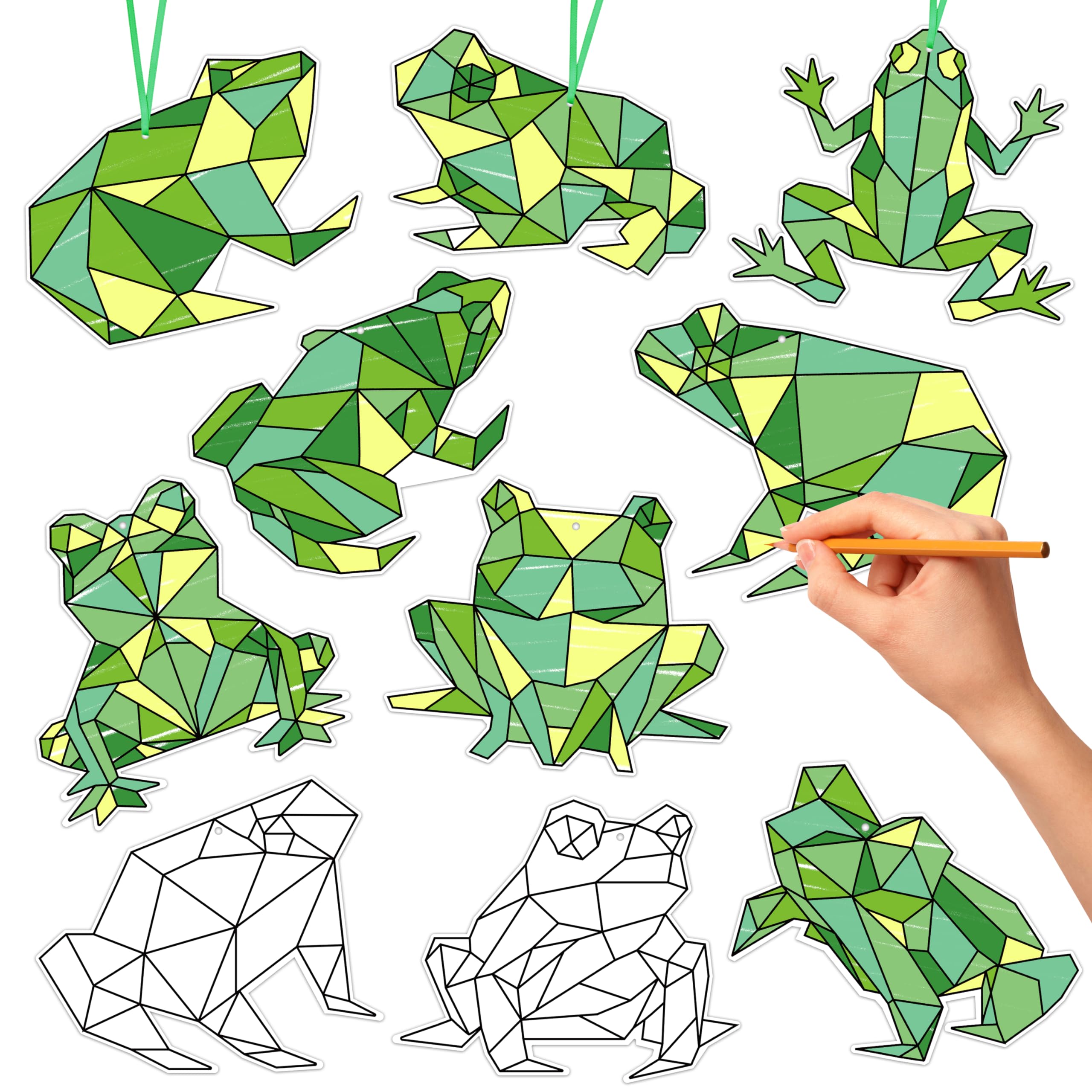 BeYumi Coloring Frog Craft Kit - 83Pcs Color Your Own Frog Kit for Kids DIY Coloring Set Spring Summer Passover Geometric Ornament Decor School Classroom Party Activity Art Craft