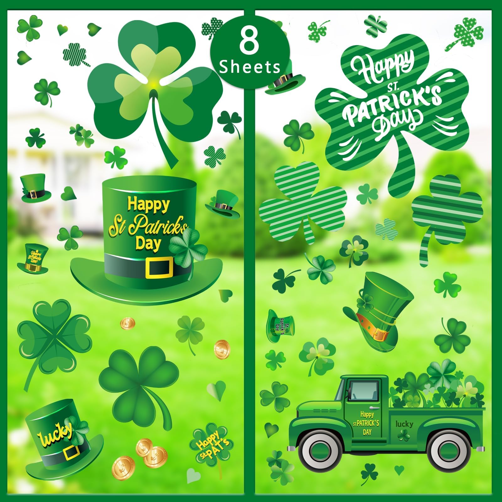 YOTNUS StPatricksDayWindowClingsDecorations, 9 Sheets