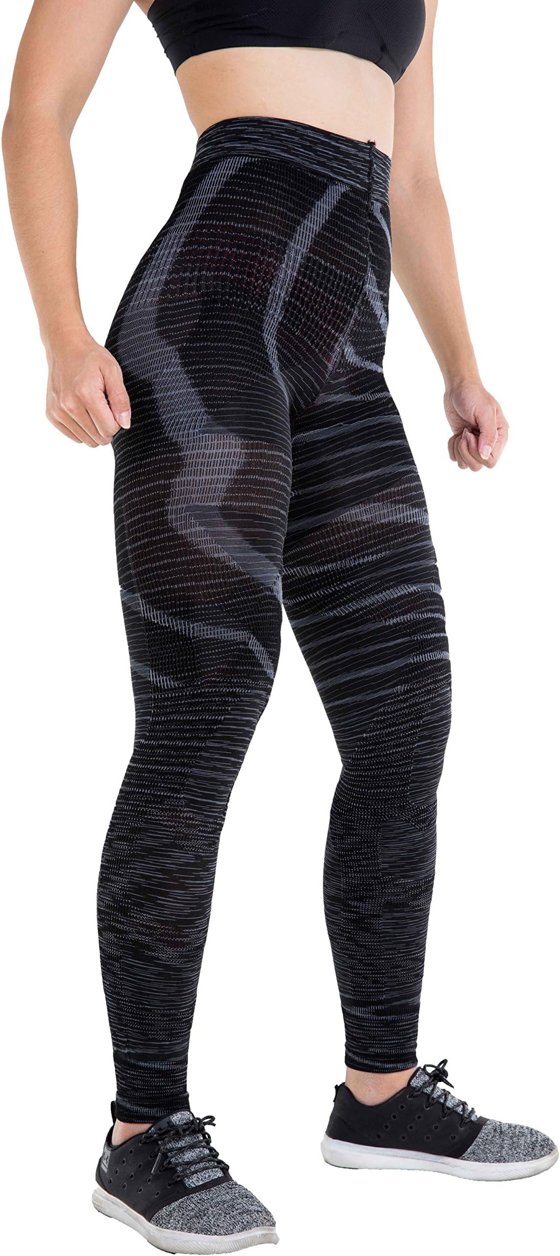 Recovery 20-30 mmHg UV Protection, Moisture Wicking Compression Tights for Running, Compression Socks for Women, Recovery Fast (Women-Large, Spaced Black)
