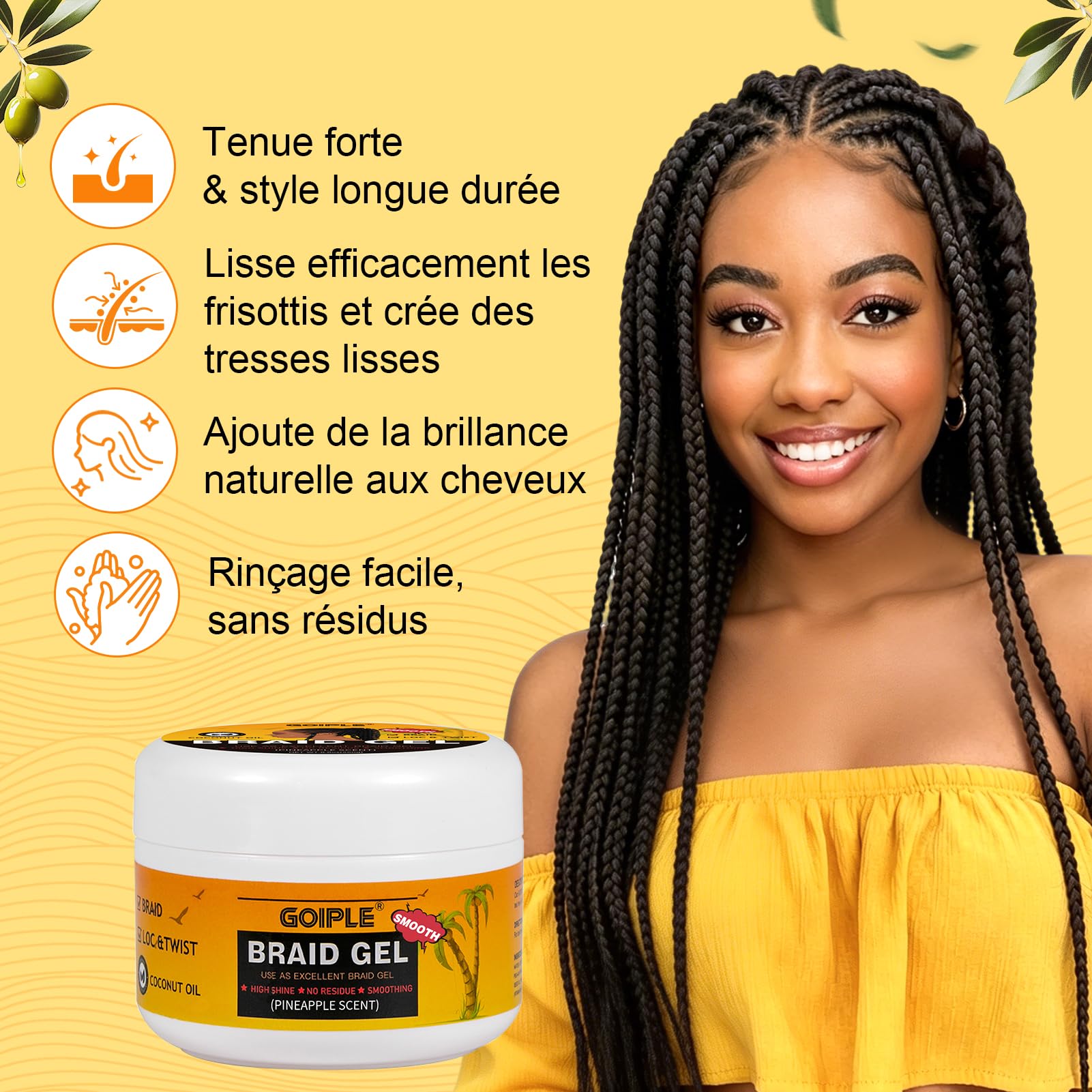 Coffret Gel Cheveux Bouclés avec Shampoing Tressé et Huile Spray – Lissant pour Twists, Locs, Tresses, Cornrows et Contrôle des Bords – Gel Cheveux Afro Kit Soin Coiffant Tressé Facile à Utiliser