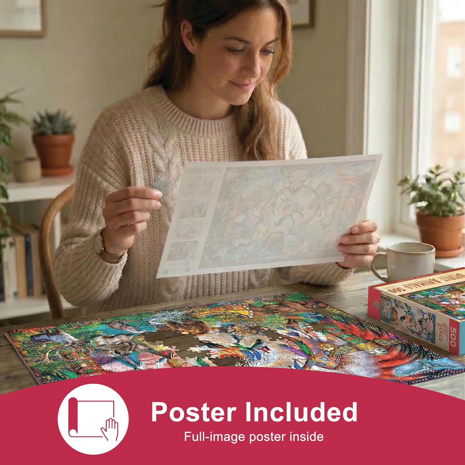 MasterPieces 500 Piece Jigsaw Puzzle for Adults, Family, Or Youth - Spirit Animals - 15" x 21"