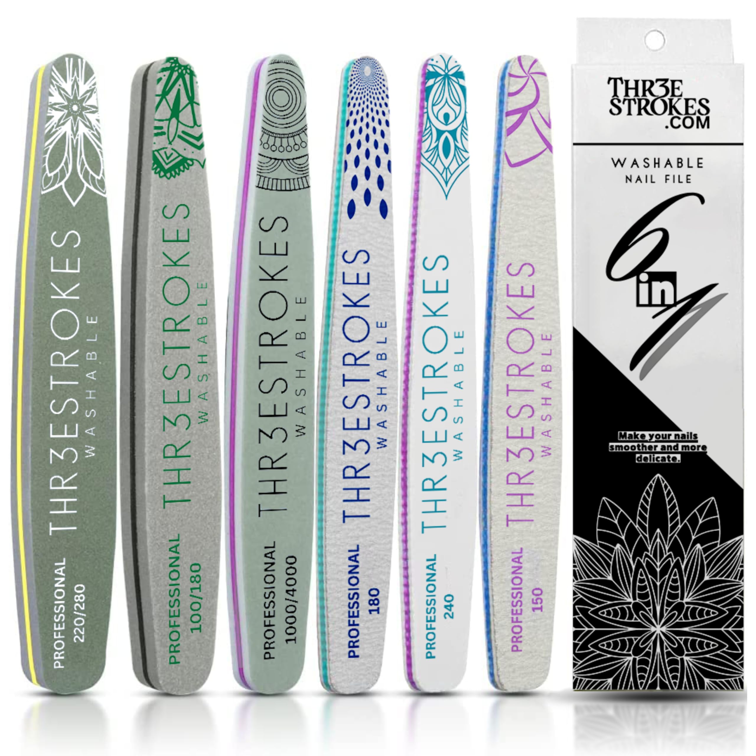 Sponsored Ad - 6pc Nail File Set for Manicure, Nail Shaping & Polishing, Double-Sided 100/180 Grit, Orange Sanding Paper