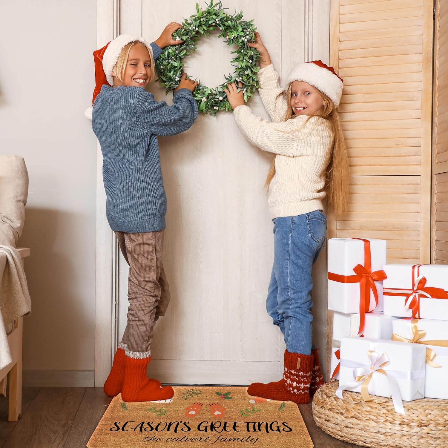Custom Christmas Welcome Rugs - Outdoor & Indoor Mats for Front Door