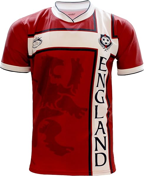 ARZA Men’s England‑Inspired Soccer Fan Jersey – Red or White Short Sleeve Lightweight Polyester Shirt