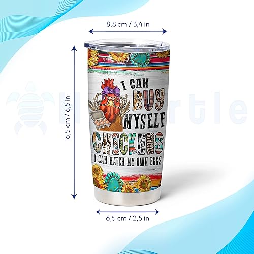 Miniatura 3 de Hyturtle Regalos personalizados para los amantes de los pollos  Vaso de acero inoxidable de 20 onzas con tapa I Can Buy Myself Chickens, idea de