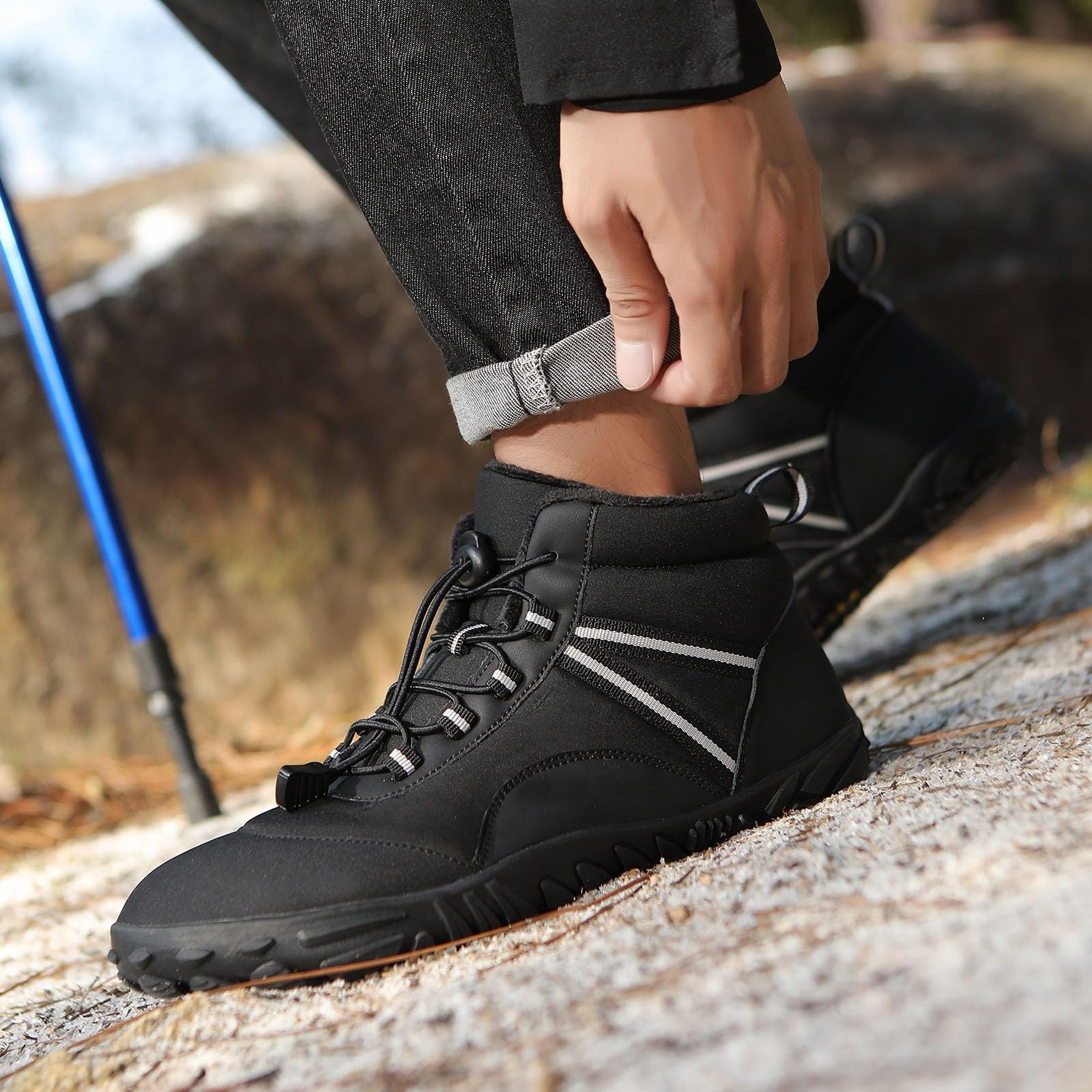 Botines de Invierno para Parejas, con Forro Polar, cálidos y cómodos, con Cordones elásticos, Ideales para Clima frío, Senderismo y Uso Diario Informal, Antideslizantes_1