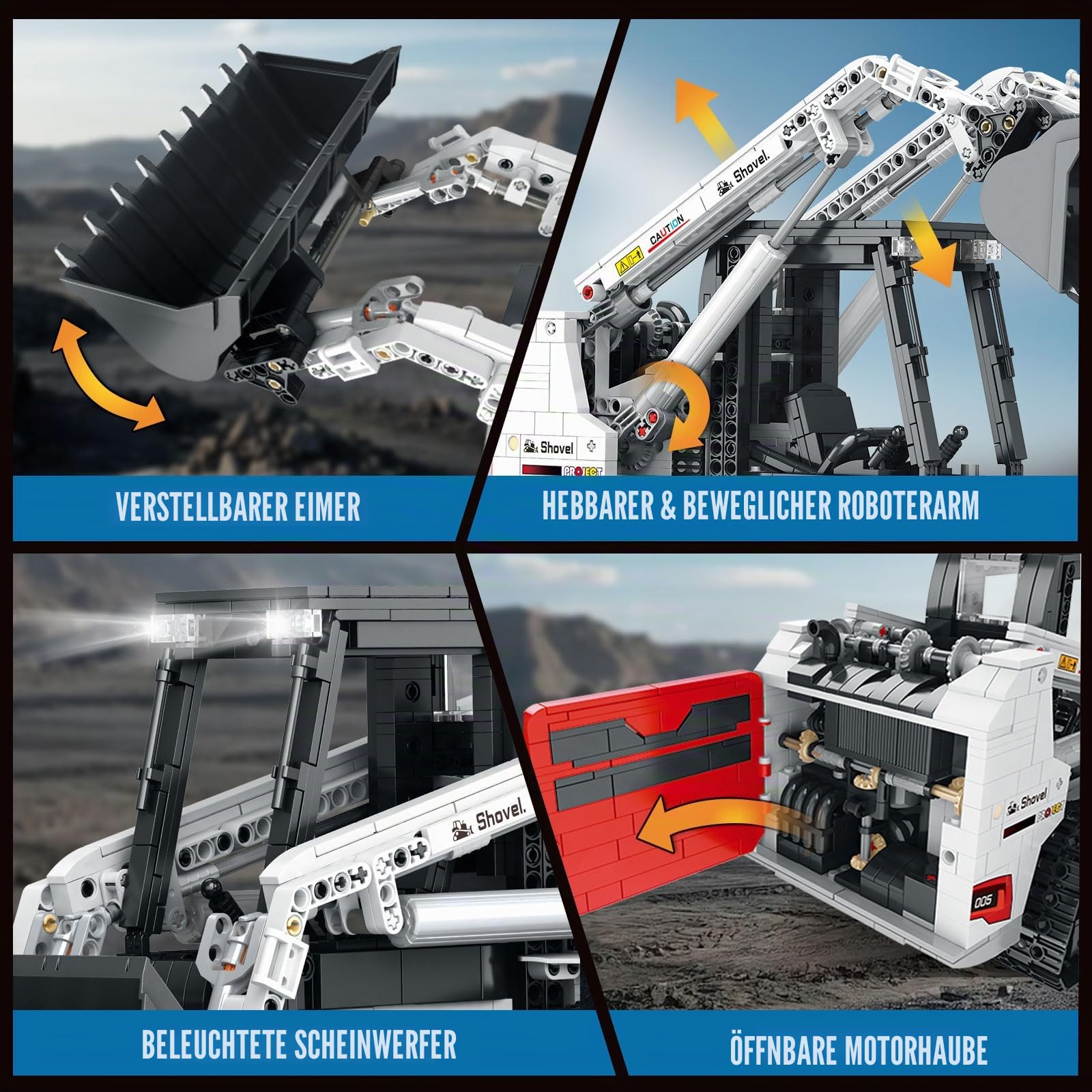 Reobrix Bobcat Kompaktlader Baustein Set für Erwachsene,22004 RC Gesteuertes Bulldozer Bausatz Set,Technisches Fahrzeuge Konstruktionsspielzeug mit 2,4 GHz für Fahrzeugmodell Enthusiasten (1227 Teile)