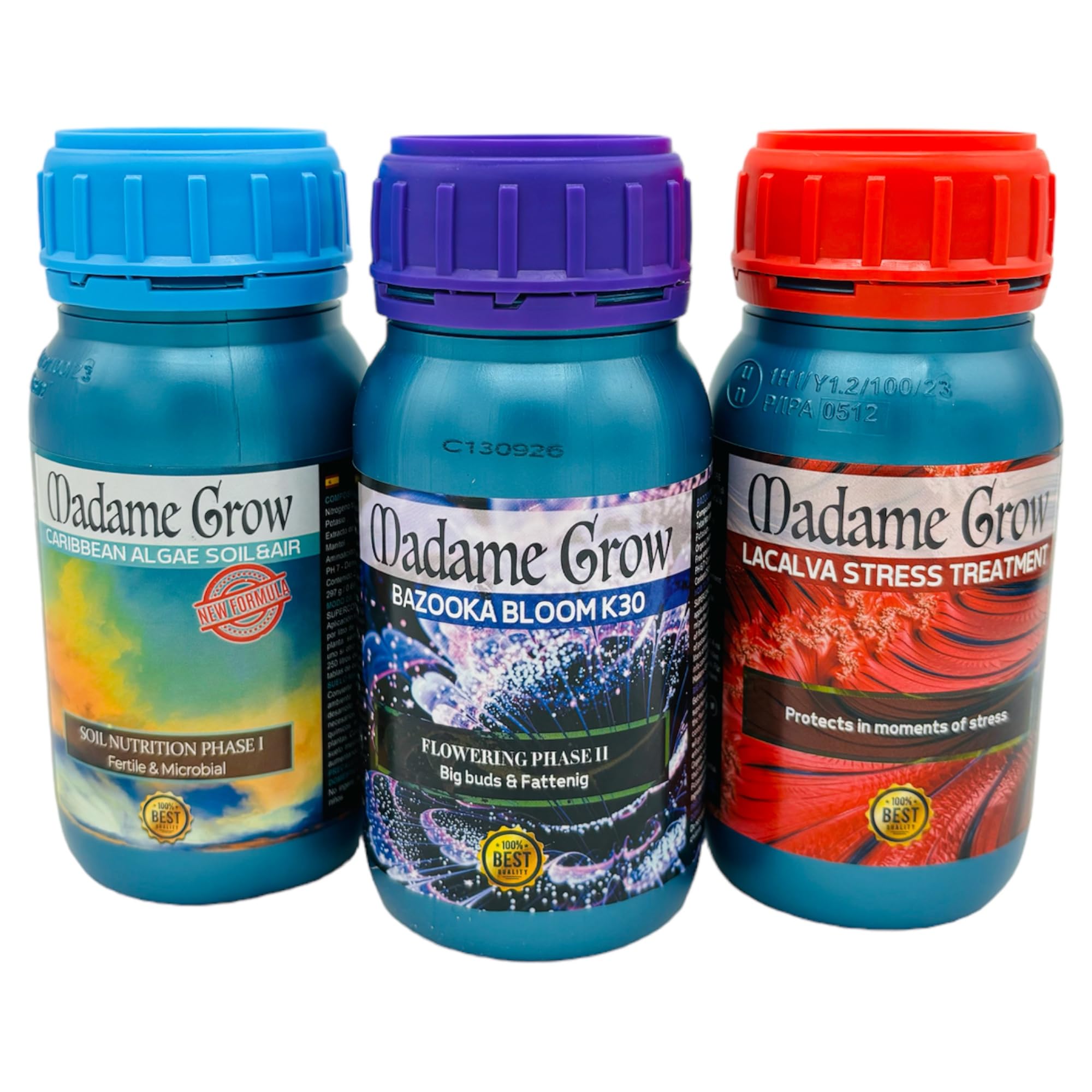 MADAME GROW Fertilizante plantas verdes - Abono para plantas verdes - Abono líquido para plantas - Fertilizante para el crecimiento universal -Fertilizante para la floración(KIT TIGER BUD 3x250ml)