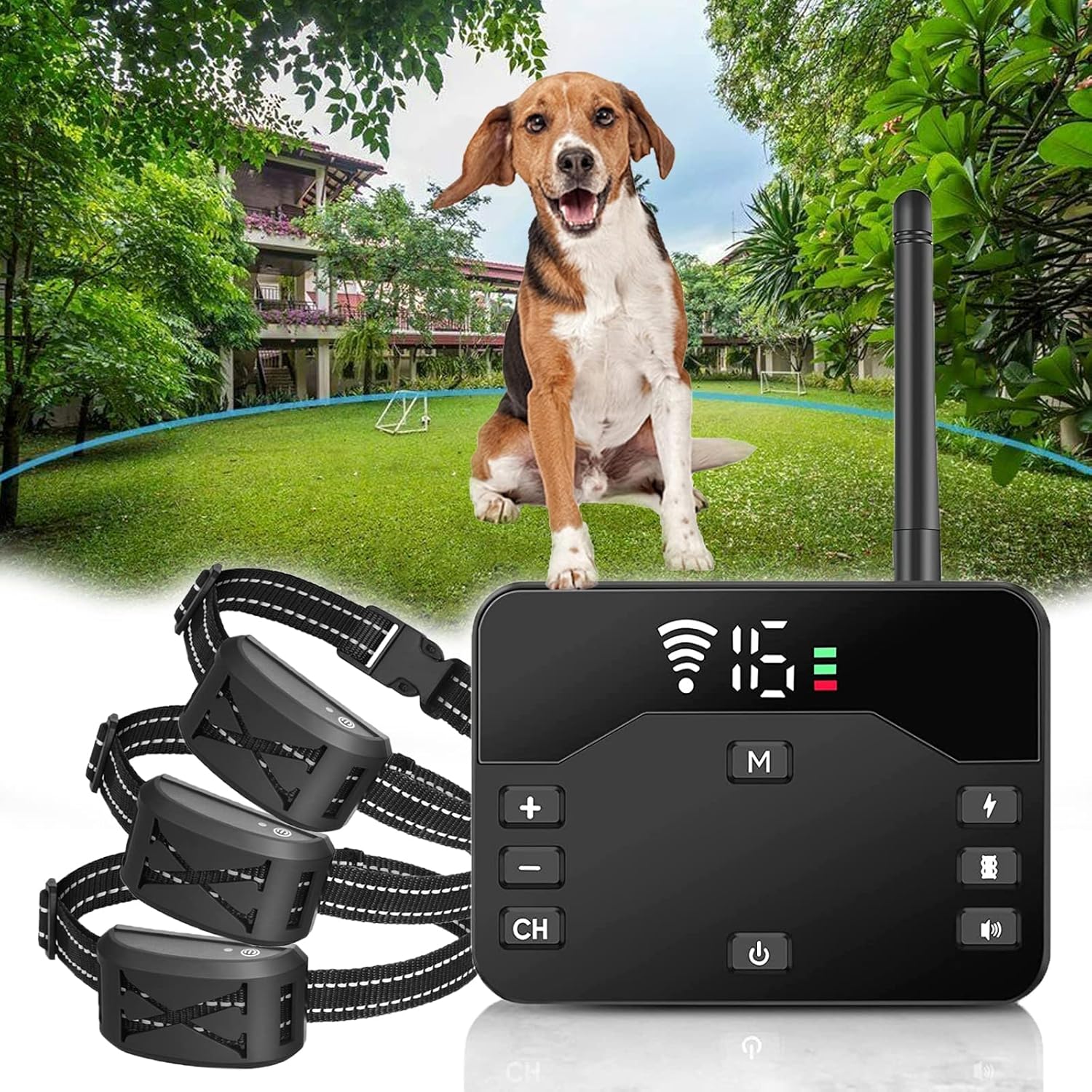 HEXIEDEN 2 in 1 Wireless Dog Electric Fence,Pet Boundary