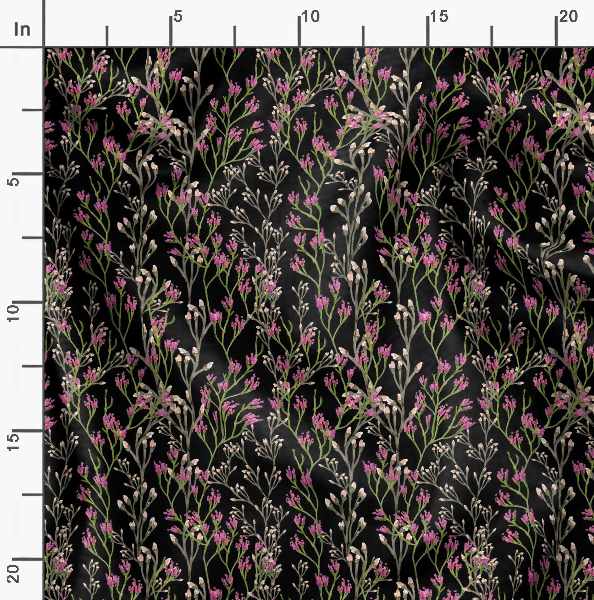 Soimoi Black Poly Georgette Fabric By Yard | Rose & Peony Floral Print | 42 Inch Wide Craft Textile