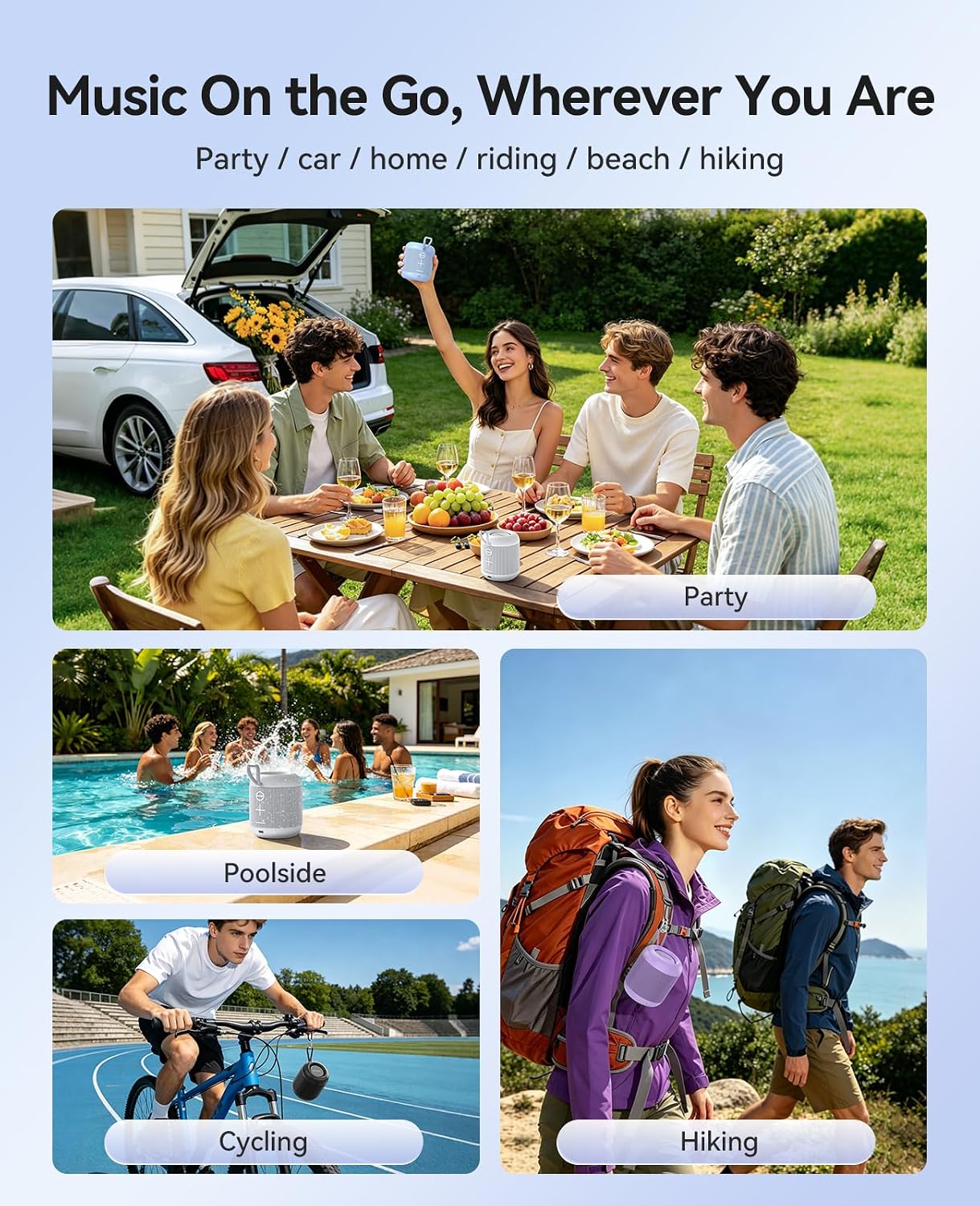 ORICO Portable Bluetooth Speaker, 27H Playtime, IPX5, Wireless, Small | Bluetooth 6.0, TWS Pairing, HiFi Sound, Beach Essentials for Home, Outdoor, Camping and Travel, Black - BG01