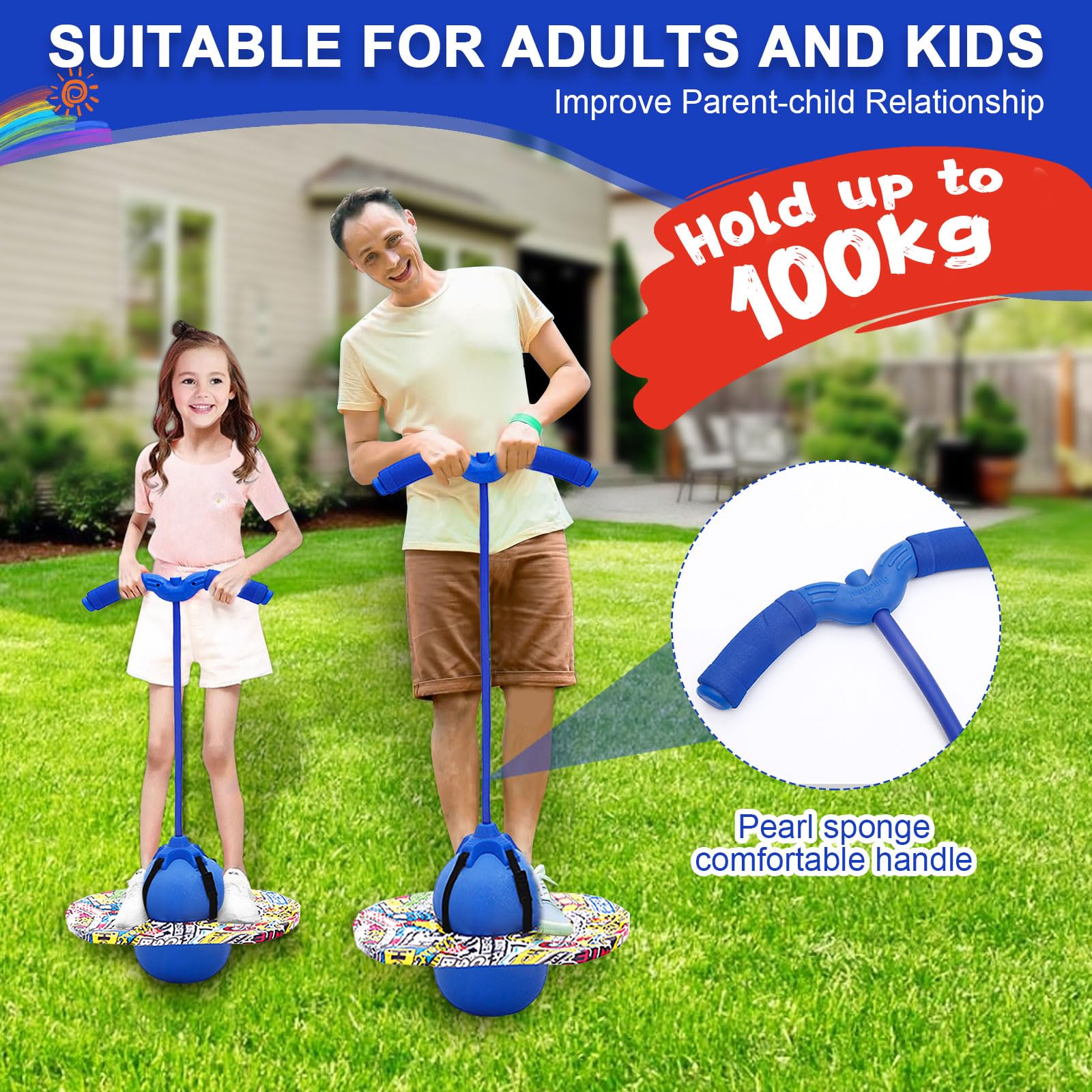 Pogo Ball con asas, Pogo Stick pelota de saltar para niños, barra de saltar con bomba de aire, pelota de entrenamiento de equilibrio, juego de saltar, regalo para niños a partir de 6 años