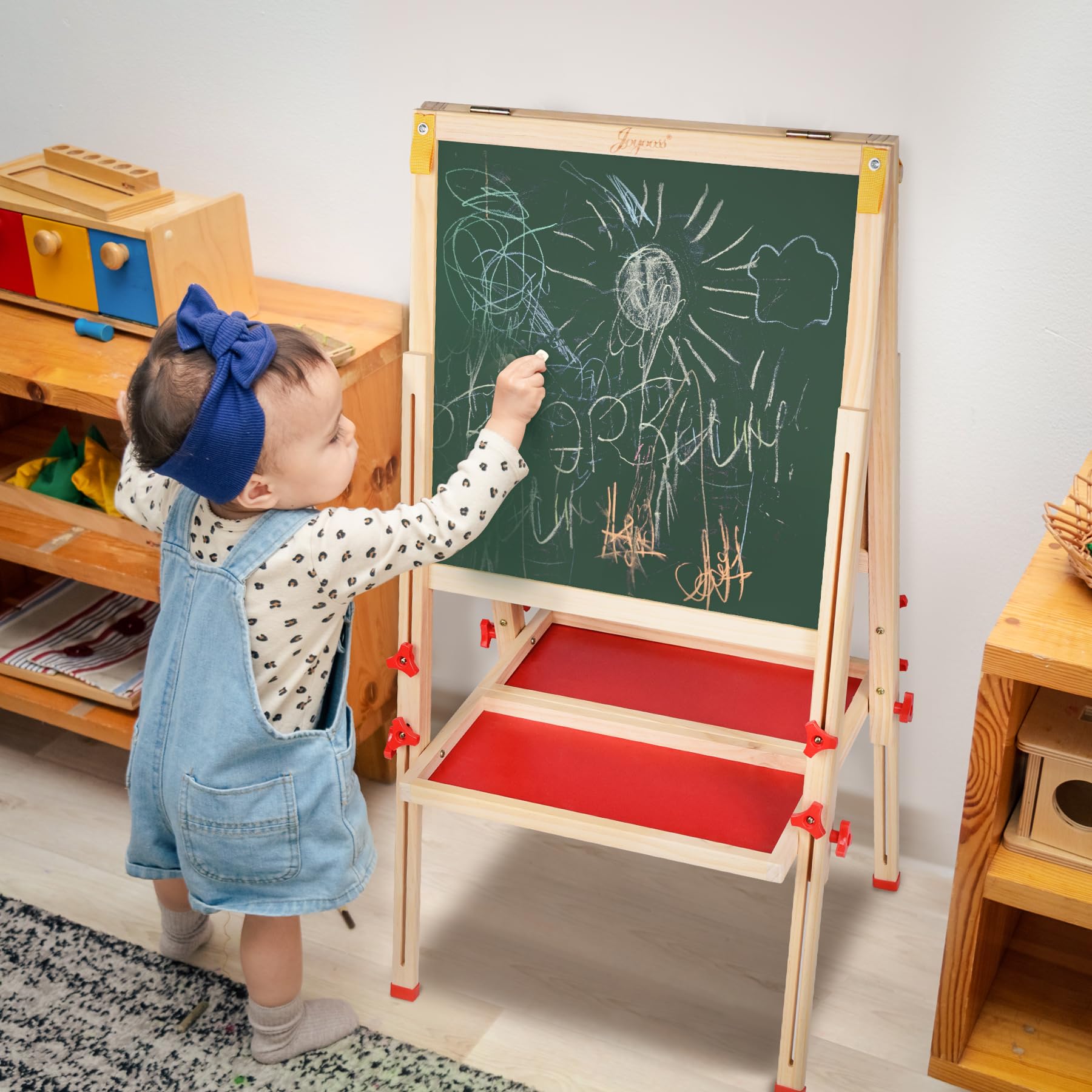 Caballete de arte para niños, caballete plegable para pintar pizarra blanca de doble cara y pizarra, tablero de dibujo de pie con rollo de papel, caballete para niños de 2 a 4 años, 4 a 8, 8 a 8