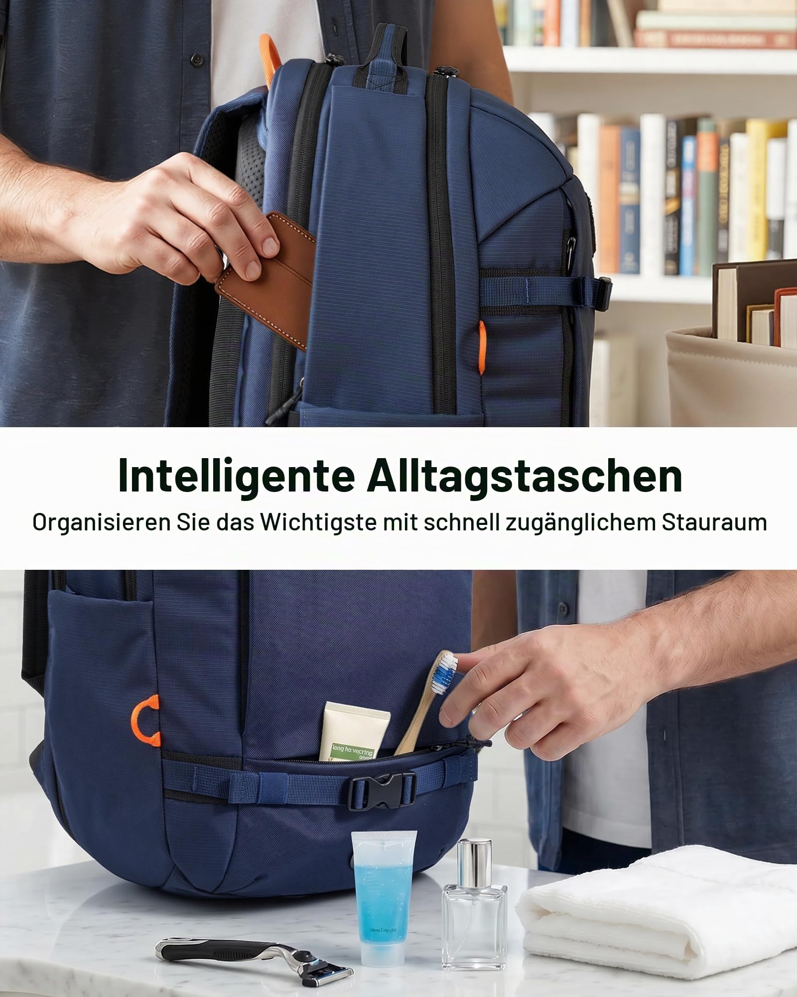 Tolaccea Reiserucksack 30L Damen Herren, Handgepäck Rucksack 16 Zoll Laptop | Nachhaltiges RPET. 180°-Laptopfach bis 16" mit EVA-Schutz. YKK-Reißverschluss. Standfeste Bodenplatte