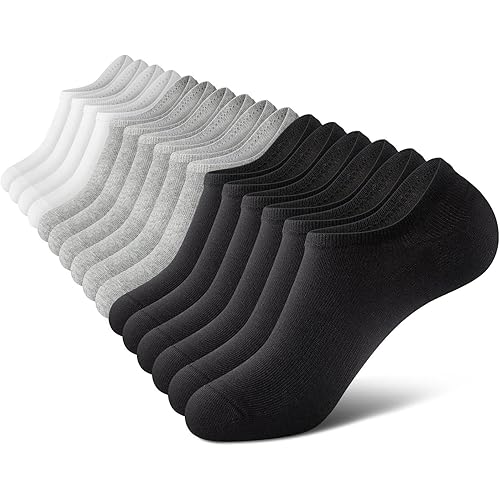wernies No Show Socks Men, Low Cut Ankle Short Casual Cotton Socks with Non Slip Grips 6-10/11-13