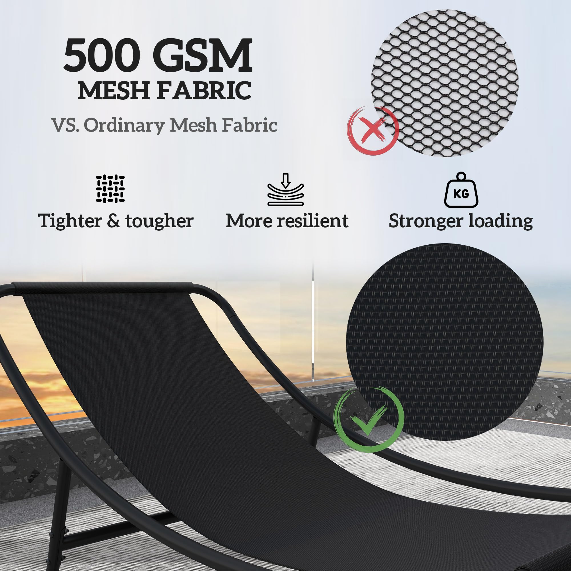Outsunny 2er-Set Outdoor-Schaukelstühle, Schaukelstühle mit dicken Kissen, Sitz aus atmungsaktivem Textilene-Gewebe und Stahlrahmen, Schaukelstuhl für den Außenbereich, Garten, Terrasse, Patio,