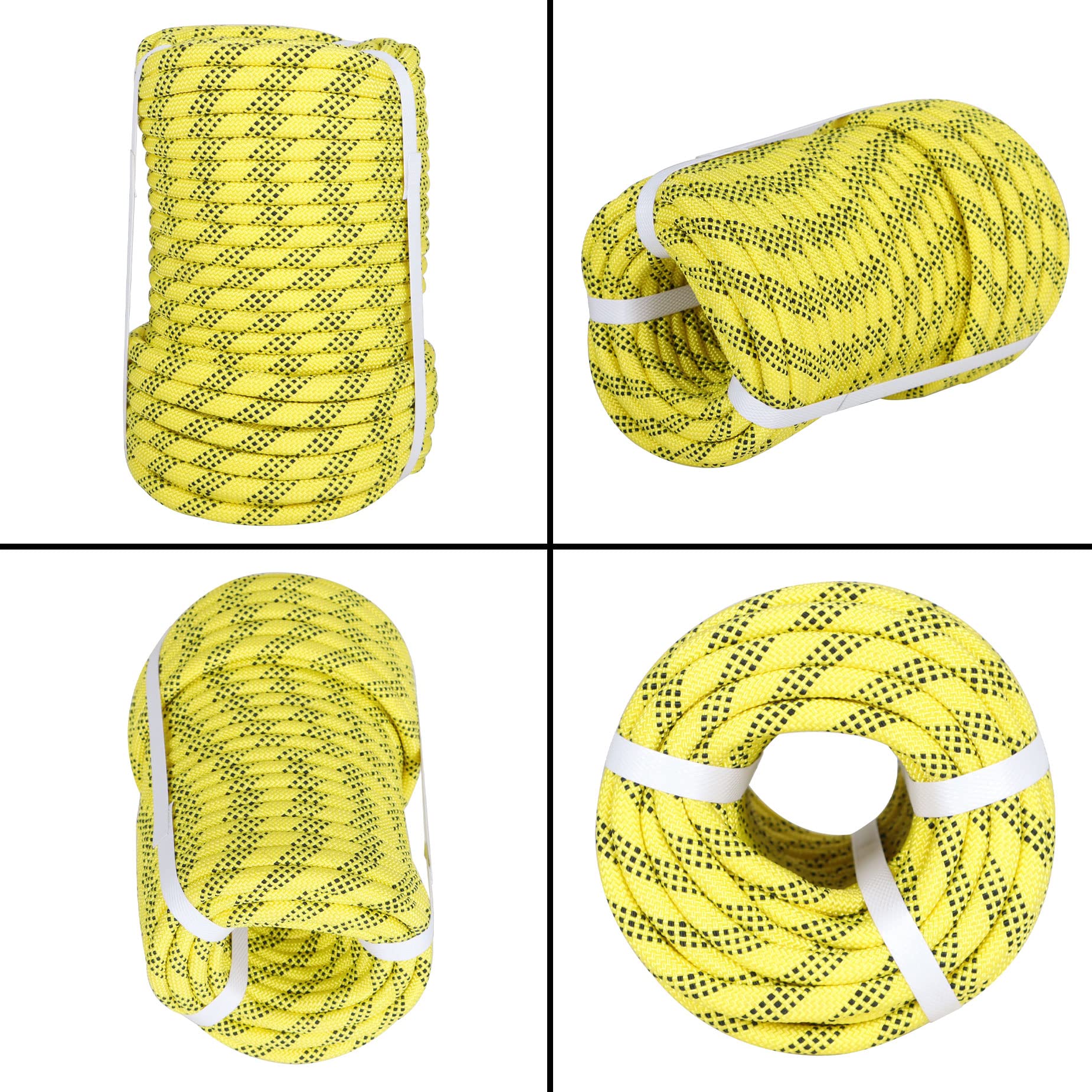HOSTIC 3/8 Inch 100 Feet Braided Cord 3520 LBS Good Strength Polyester Rope Tree Work Line for Swing Camping Yellow Black